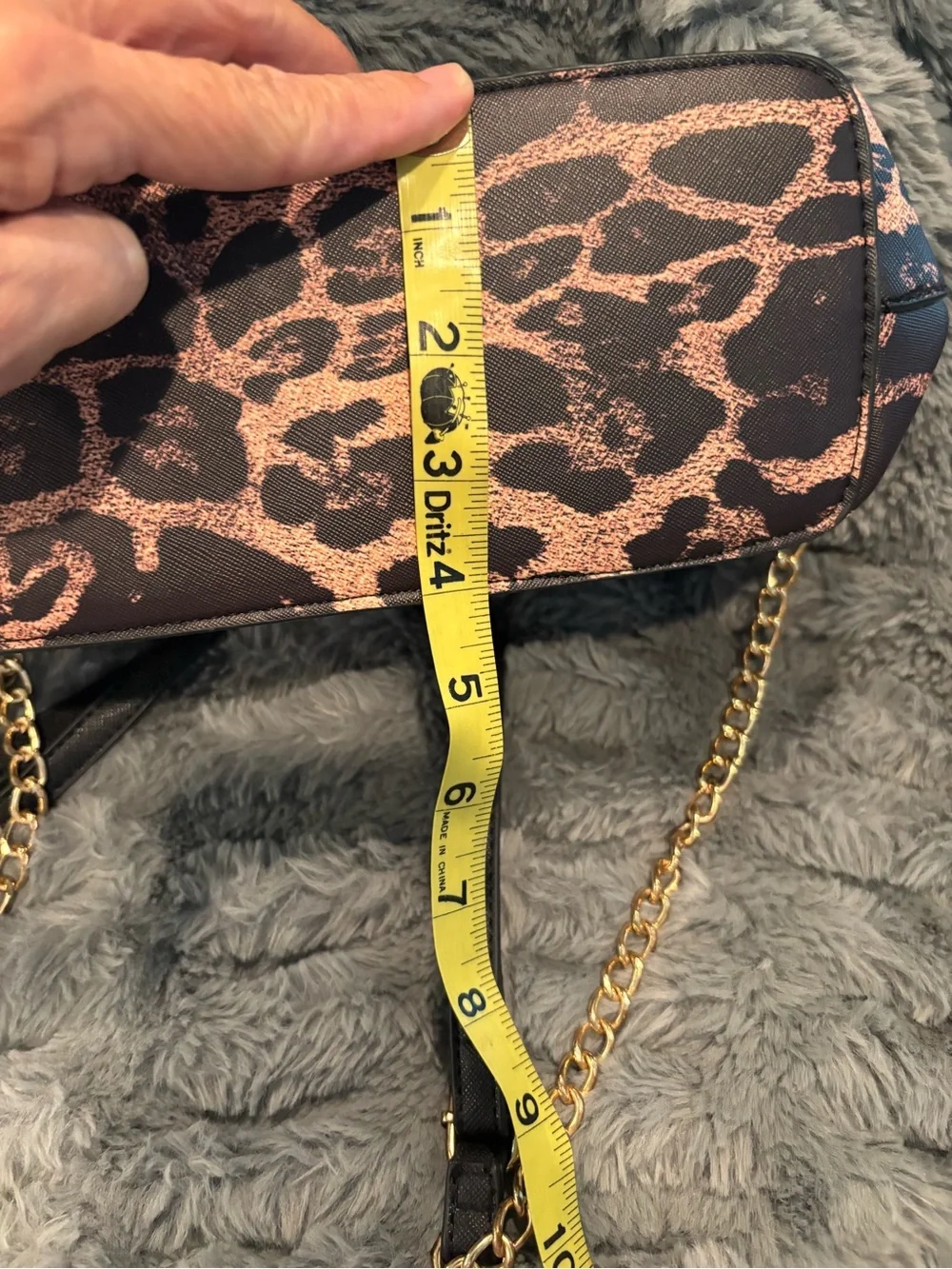 Aldo Black & Brown Leopard Print Crossbody with Gold Chain